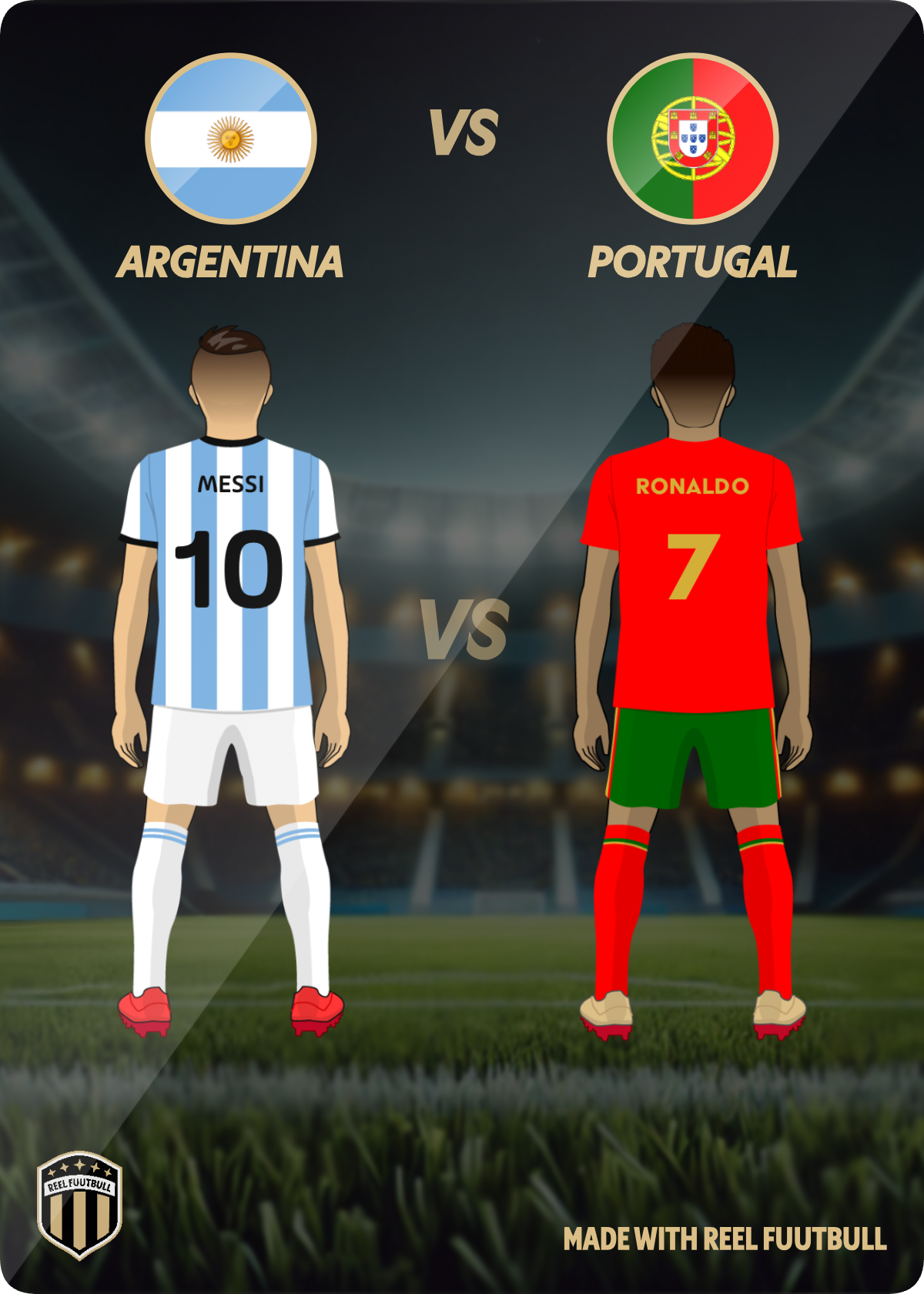 Messi vs Ronaldo match hype card