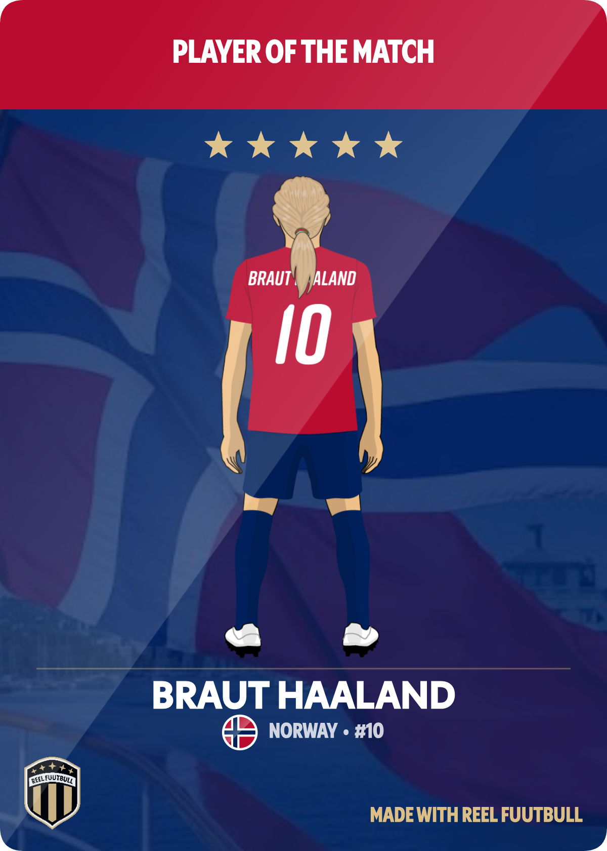 Haaland player of the match card
